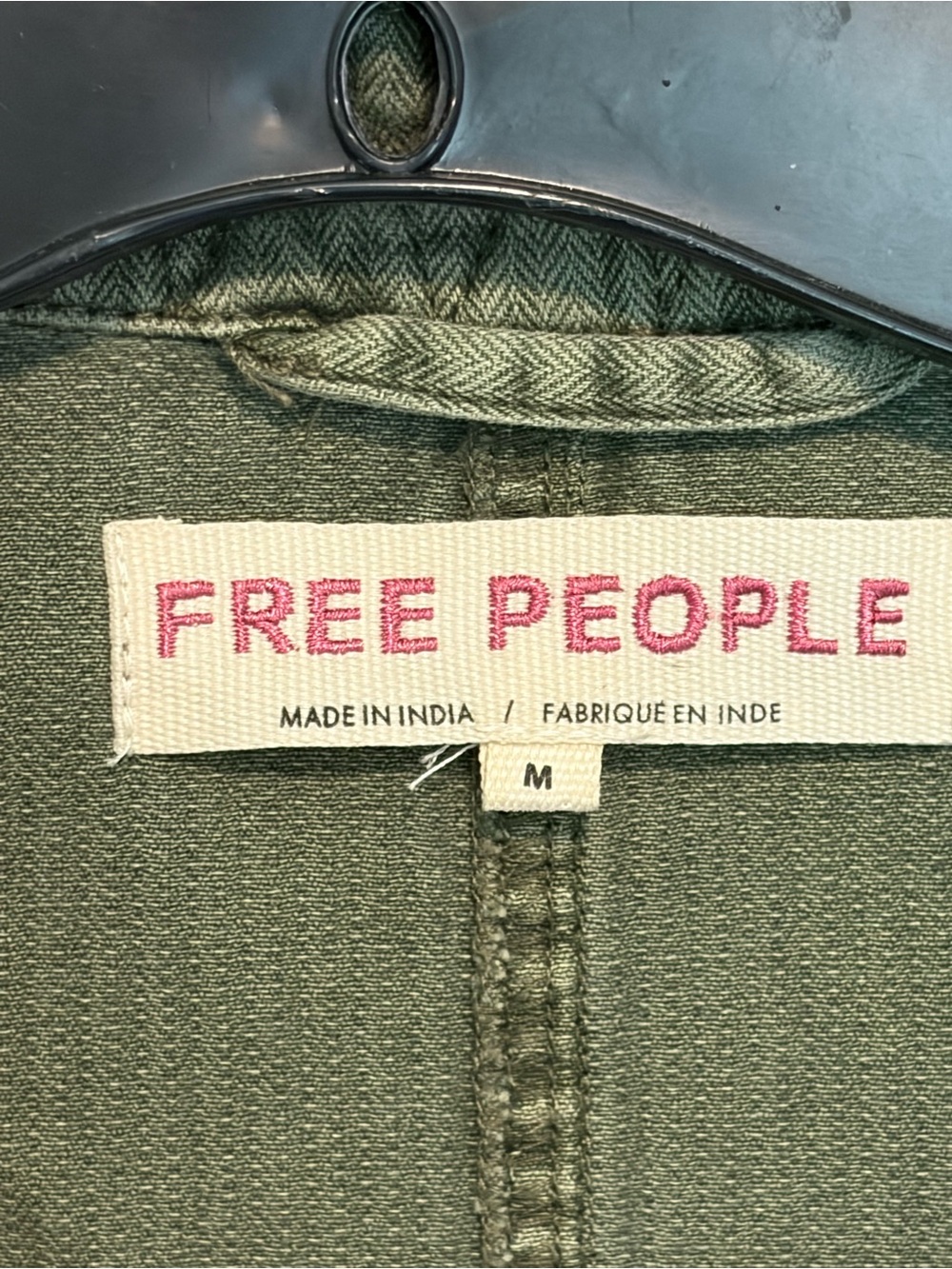 Free People Olive Green Utility Jacket with Flap Pockets Size Md - Picture 3 of 3